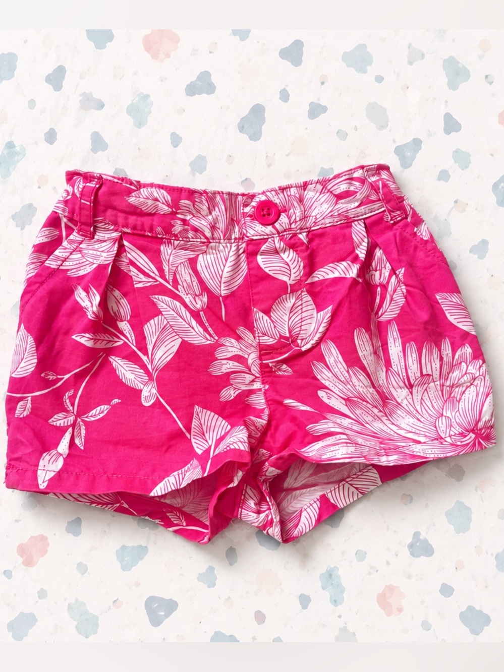 babyGAP Pink Tropical Leaf Print Girls 100% Cotton Chino Shorts - Size 2T